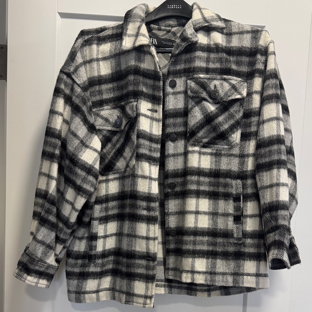 Zara Black and White Plaid Shacket